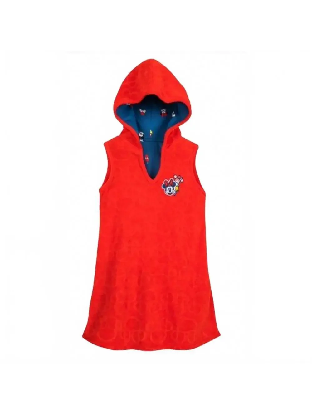 Disney Parks Minnie Mouse Terry Red Hooded Dress Girls Size 7/8 Lined Hoodie